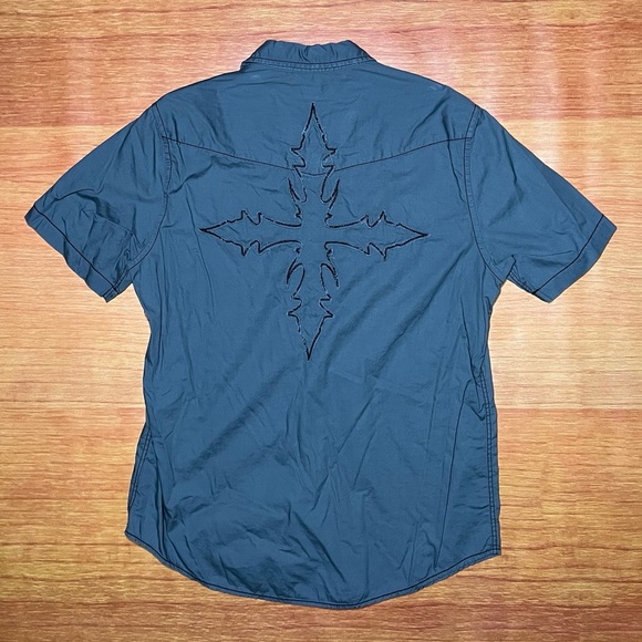 Helix Mens Large Button Up Grey Cross - Picture 3 of 3